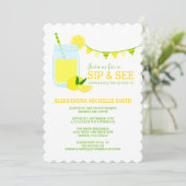 Lemonade Sip and See Party Einladung (Stehend Vorderseite)