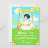 Lemonade Stand Birthday Black Hair Boy Dankeskarte (Vorderseite)