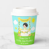 Lemonade Stand Birthday Black Hair Boy Pappbecher (Rückseite)