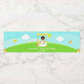 Lemonade Stand Birthday Dark Skin Boy Wasserflaschenetikett (Einzelnes Label)