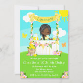 Lemonade Stand Birthday Dark Skin Girl Einladung (Vorderseite)