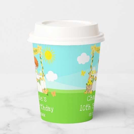 Lemonade Stand Birthday Red Hair Boy Pappbecher (Links)