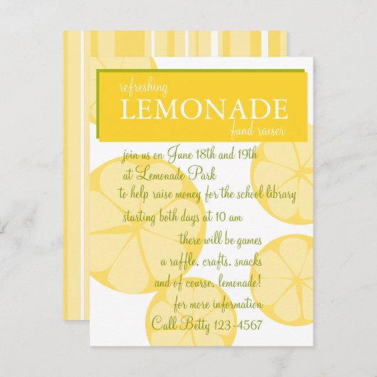 Lemonade Stand Einladung (Vorne/Hinten)