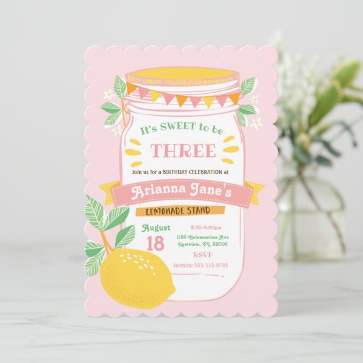 Lemonade Stand Geburtstagsparty Einladung (Stehend Vorderseite)