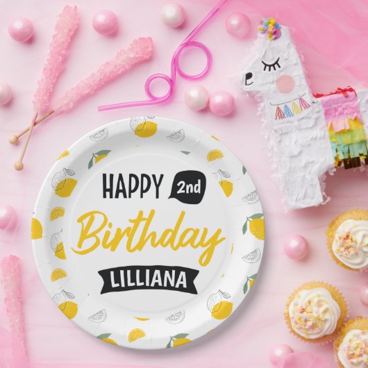 Lemonade Stand Happy Birthday Thema Personalisiert Pappteller (Party)