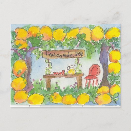 Lemonade Stand Lemon Citrus Tree Grove Sommer Postkarte (Vorderseite)