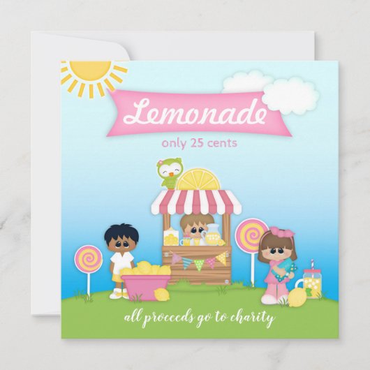 Lemonade Stand Lollipop Kid's Party Einladung (Vorderseite)