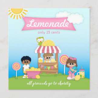 Lemonade Stand Lollipop Kid's Party Einladung