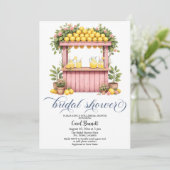 Lemonade Stand Mittelmeer Sommer Brautparty Einladung (Stehend Vorderseite)