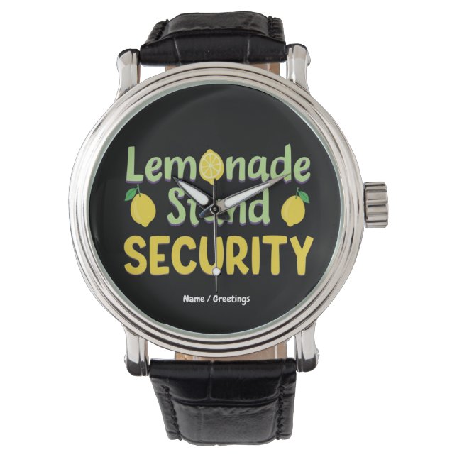 Lemonade Stand Security Funny Summer Citrus CEO  Armbanduhr (Vorderseite)