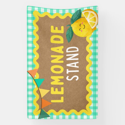 Lemonade Stand Signs für Kids Booth Gingham Lemons Banner (Vertikal)