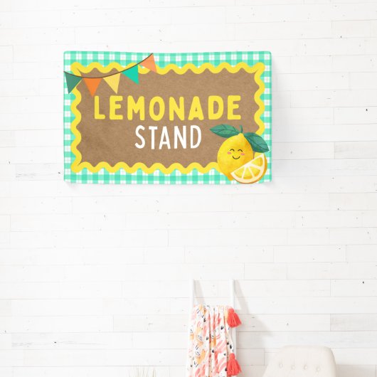 Lemonade Stand Signs für Kids Booth Gingham Lemons Banner (InSitu)