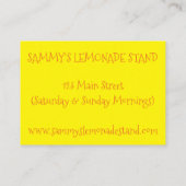 Lemonade Stand Yellow Lemon Ade Pitcher Visitenkarte (Rückseite)