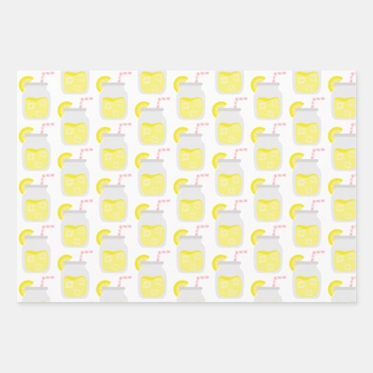 Lemonade Stripes Lemon Geschenkblätter Geschenkpapier Set (Vorderseite)