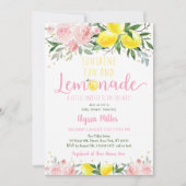 Lemonade Sunshine Pink Floral Baby Dusche Einladung (Vorderseite)