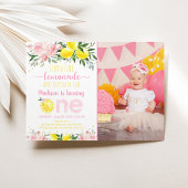 Lemonade Sunshine Pink Floral Erster Geburtstag Einladung