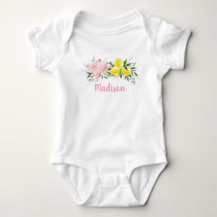 Lemonade Sunshine Pink Floral Geburtstag Baby Strampler