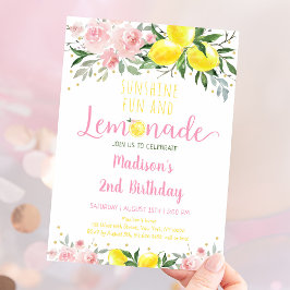 Lemonade Sunshine Pink Floral Geburtstag Einladung