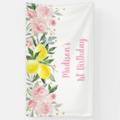 Lemonade Sunshine Pink Gold Floral Geburtstag Banner (Vertikal)