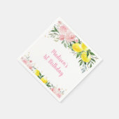 Lemonade Sunshine Pink Gold Floral Geburtstag Serviette (Ecke)
