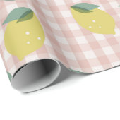 Lemonade Sunshine Pink Kariert Geschenkpapier (Rolleneckpunkt)