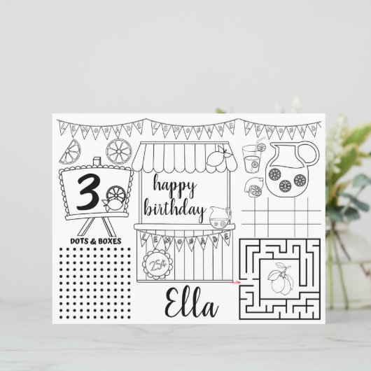 Lemonade-Tischsets, rosafarbene Limonade (Stehend Vorderseite)