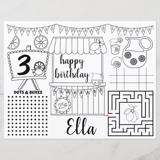 Lemonade-Tischsets, rosafarbene Limonade (Vorderseite)