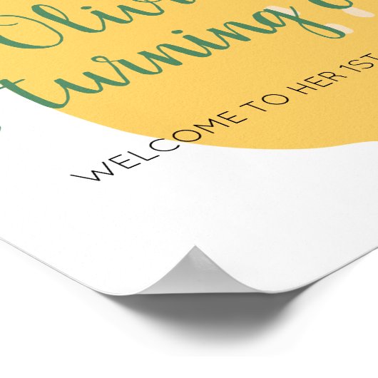 Lemonade Turning One Lemon Willkommen 1. Geburtsta Poster (Ecke)