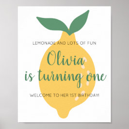 Lemonade Turning One Lemon Willkommen 1. Geburtsta Poster