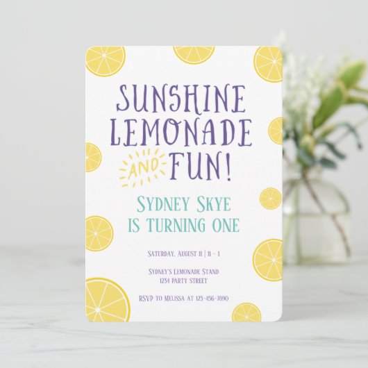 Lemonade und Sonnenschein Sommer Geburtstag Einladung (Stehend Vorderseite)