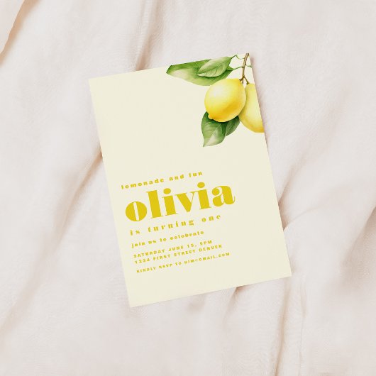 Lemonade und Spaß, ein erster Geburtstag Einladung