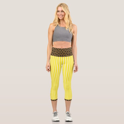 "LEMONADE WILDCAT" - HIGH-WAISTED CAPRI PANTS LEGGINGS (Vorderseite)