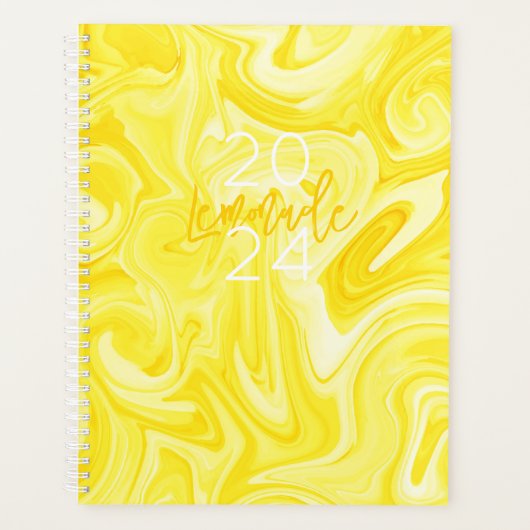 LEMONADE Yellow Annual Planner Preppy Modern Fun Planer (Vorderseite)
