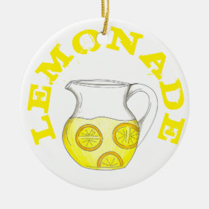 Lemonade Yellow Lemon Ade Pitcher Citrus Keramik Ornament