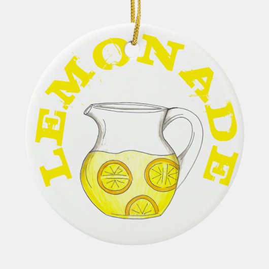 Lemonade Yellow Lemon Ade Pitcher Citrus Keramik Ornament (Vorne)