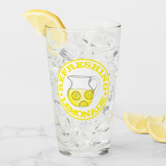 Lemonade Yellow Lemon Ade Pitcher erfrischend Glas (Vorderseite Ice)