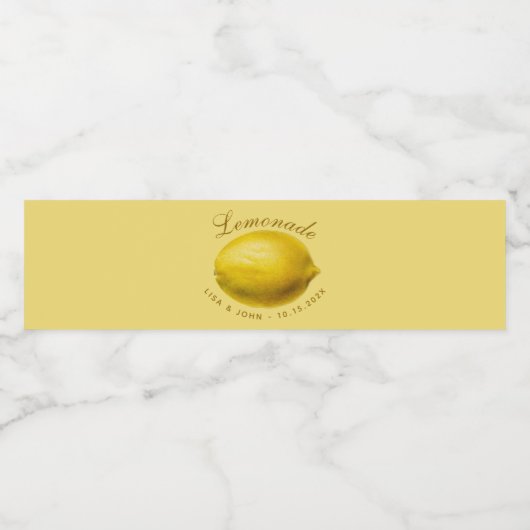 Lemonade Yellow Lemon Arched Script Wedding Wasserflaschenetikett (Einzelnes Label)