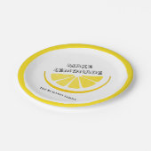 Lemonade Yellow Lemons Muster personalisieren Pappteller (Schrägansicht)