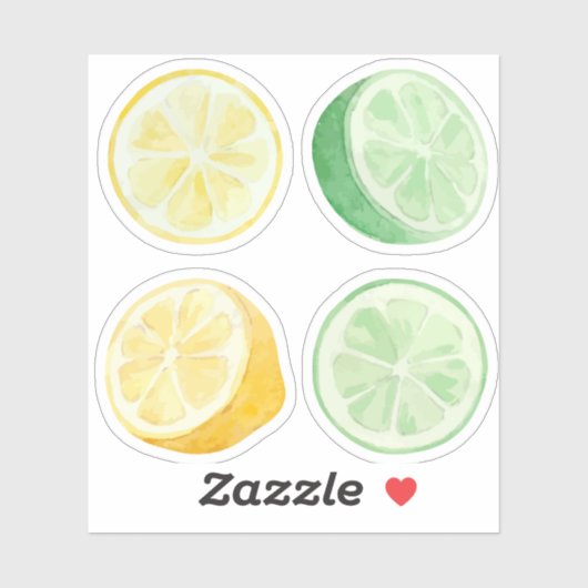 Lemonade Zitrone und grüne Limetten Aquarell Set Aufkleber (Blatt)