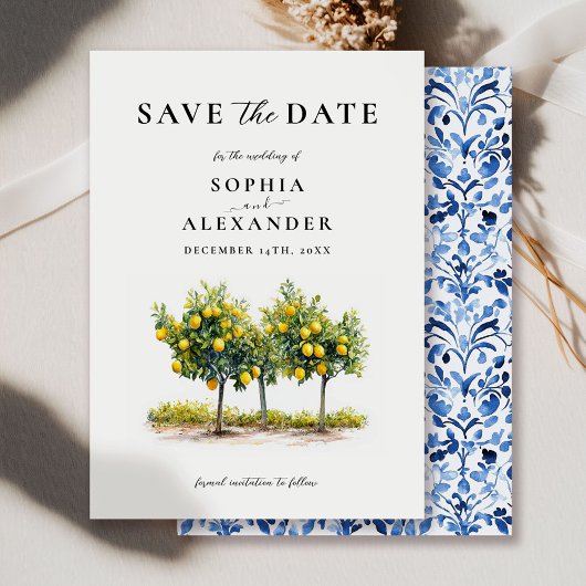 Lemonbaum im mediterranen Stil Save the Date Einladung