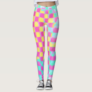 Lemonberry Neo Mint Grungy Schachbrettmuster Leggings