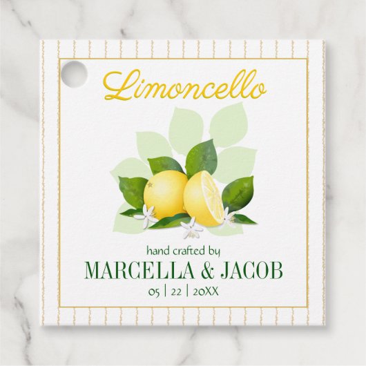 Lemoncello Bottle Wedding Geschenkanhänger (Vorderseite)