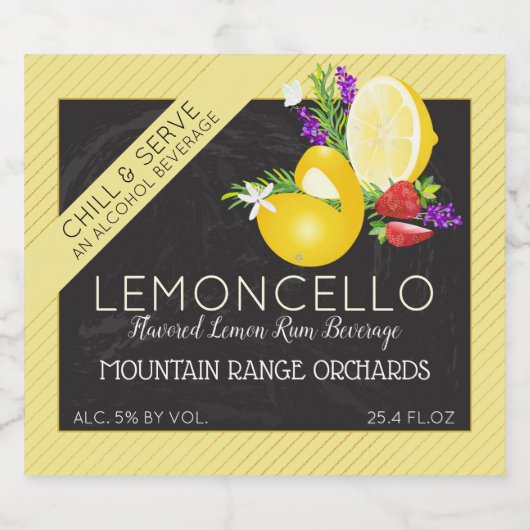 Lemoncello Chalkboard Look Alkoholflaschenetikett (Einzelnes Label)