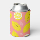 Lemondruck, glänzend nahtloses Sommermuster. Dosenkühler (Kanne Vorderseite)