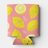 Lemondruck, glänzend nahtloses Sommermuster. Dosenkühler (Rückseite)