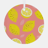 Lemondruck, glänzend nahtloses Sommermuster. Ornament Aus Glas (Rückseite)