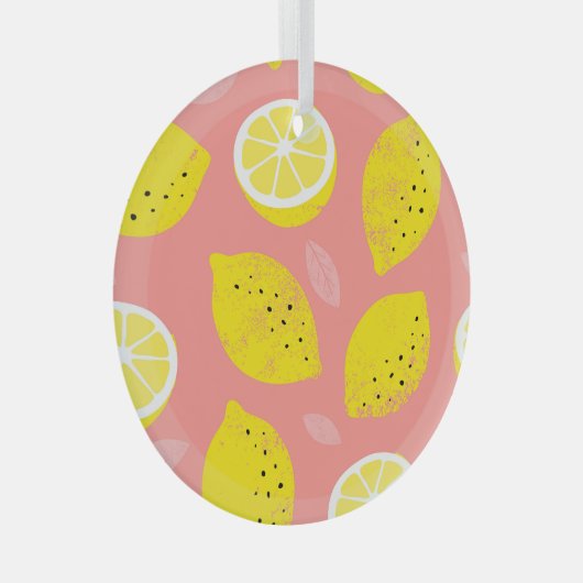 Lemondruck, glänzend nahtloses Sommermuster. Ornament Aus Glas (Vorderseite Rechts)