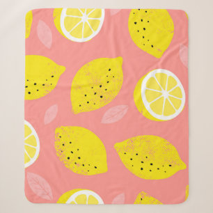 Lemondruck, glänzend nahtloses Sommermuster. Sherpadecke