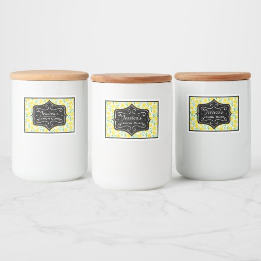 Lemonen und Leaf Muster Custom Lemon Curd Lebensmitteletikett (Flaschen)