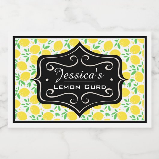 Lemonen und Leaf Muster Custom Lemon Curd Lebensmitteletikett (Einzelnes Label)